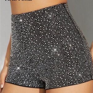 HAUTE Allover High Waist shorts Small black rhinestone embellishments 
Festival